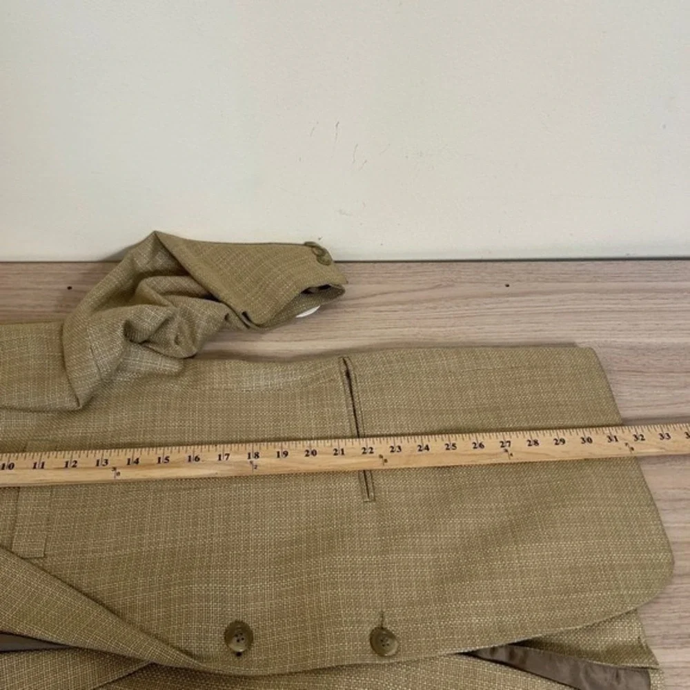 Chaps 100% Silk Two Button Blazer Tan 42R Good